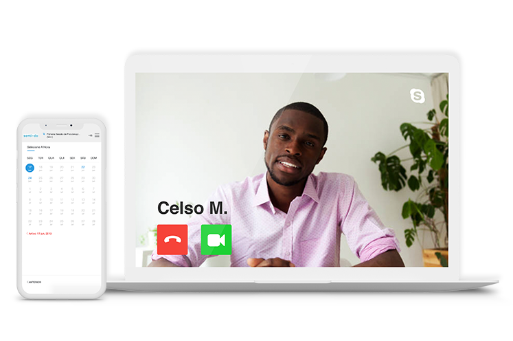 Sessão de psicoterapia online com Skype